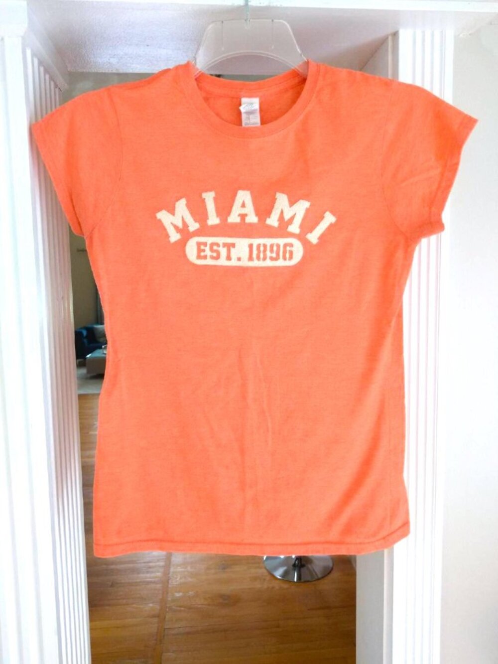 Miami est 1896 Coral Orange Short Sleeve T-Shirt size Medium